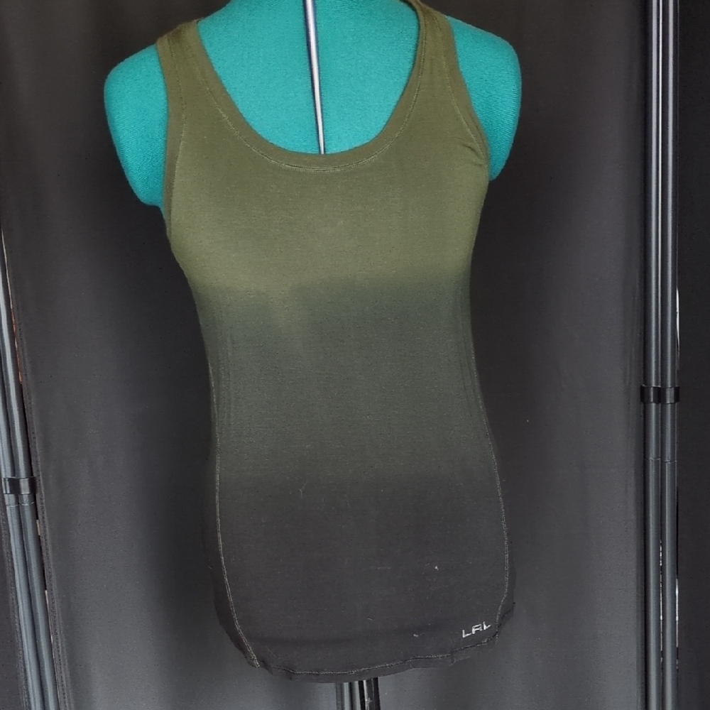 LRL Ralph Lauren Women's Green and Black tonal Tank Top